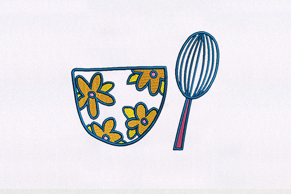 Bowl with Egg Mixer: An Embroidery Design Review