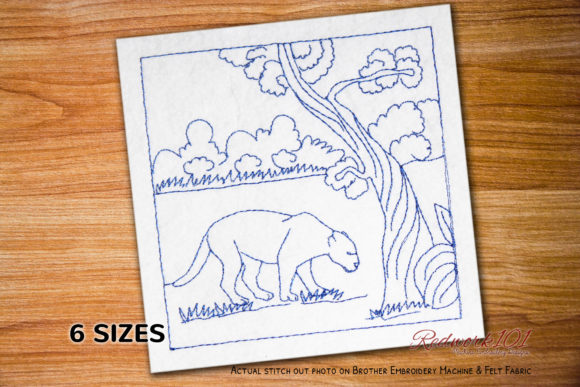 Panther Walking on Grass Redwork Review